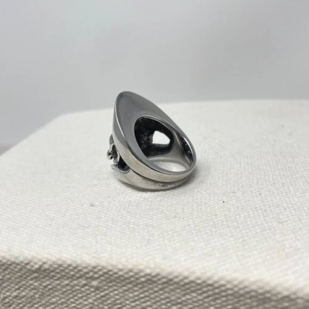 Pirate Skull Ring Stainless Steel Size 9‎ Biker Goth Punk Metal Silver-Tone